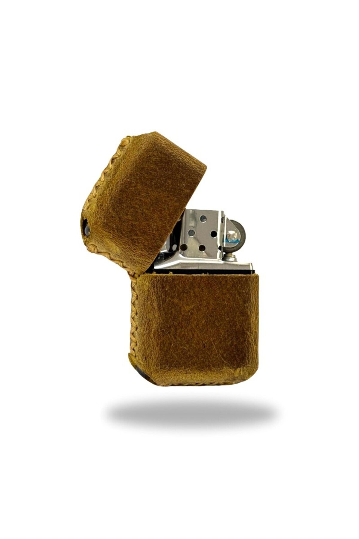 Hakiki Deri Kılıflı Çakmak - Camel