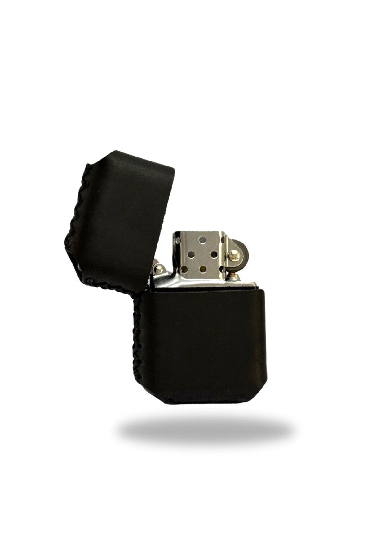 Hakiki Deri Kılıflı Çakmak - Siyah