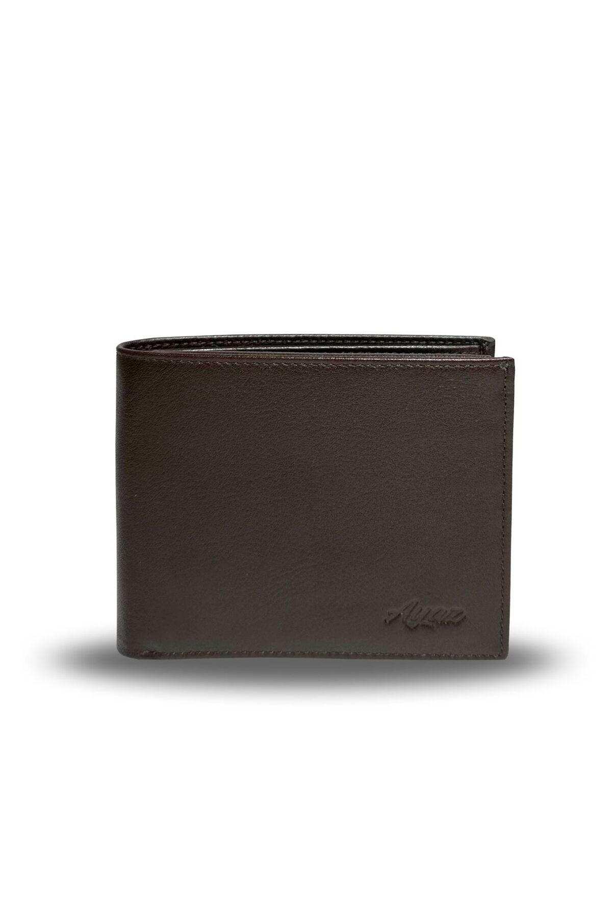 Üstten Pisotlu Hakiki El Yapımı Deri Cüzdan - Kahverengi