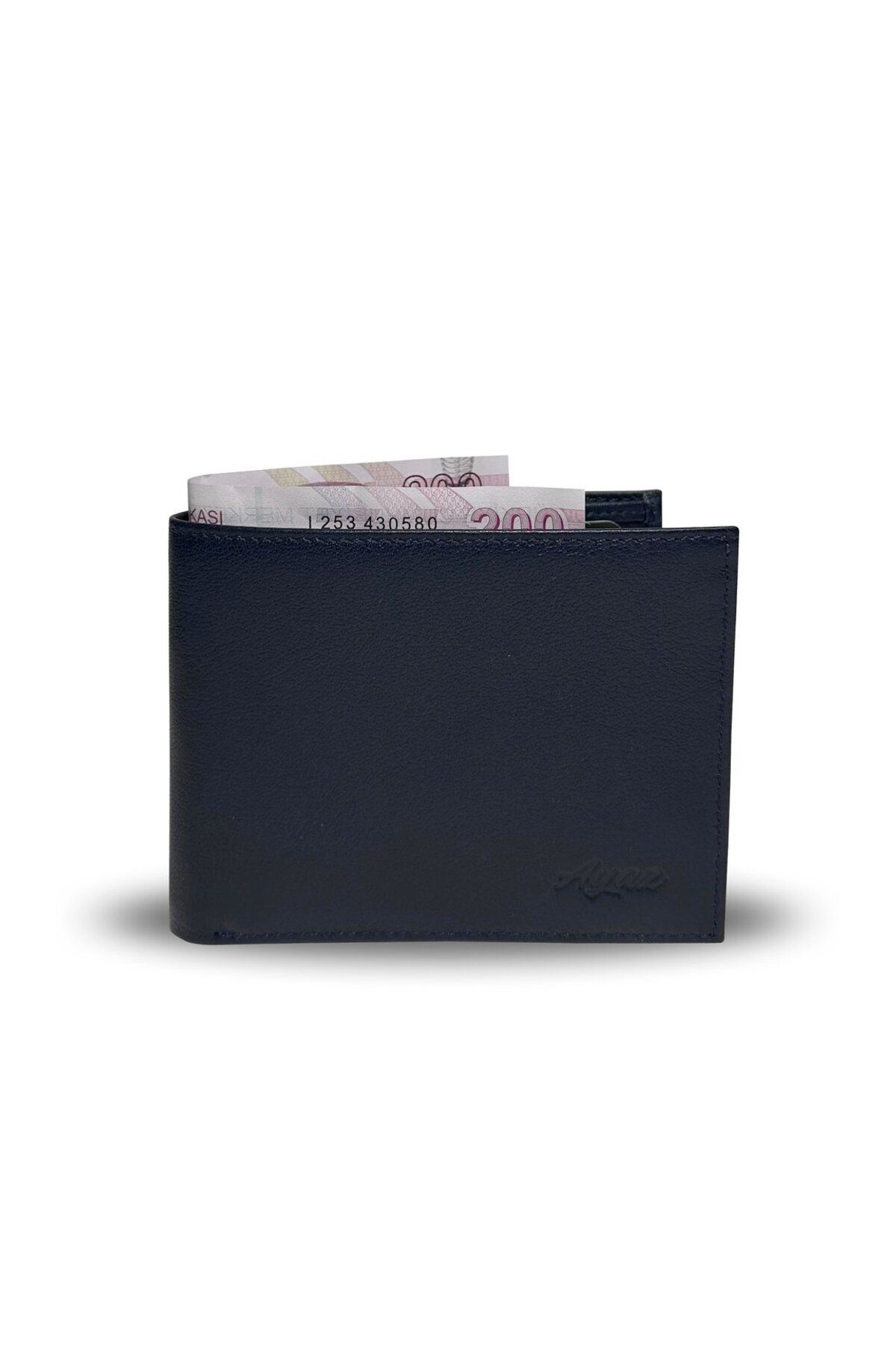 Klasik Hakiki Deri Erkek Cüzdan - Lacivert