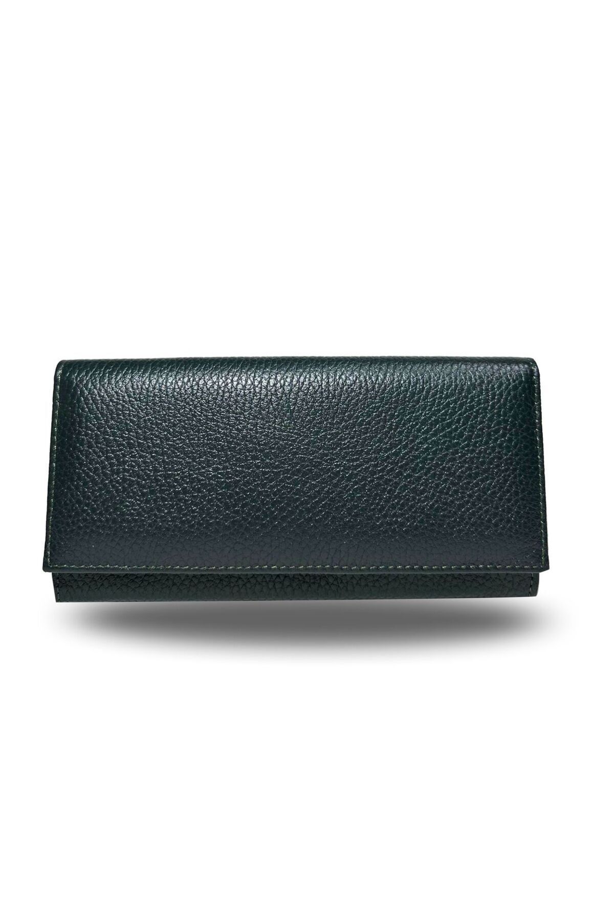 Hera Hakiki Deri Lüx Fermuarlı Kadın Cüzdan - Yeşil Floter