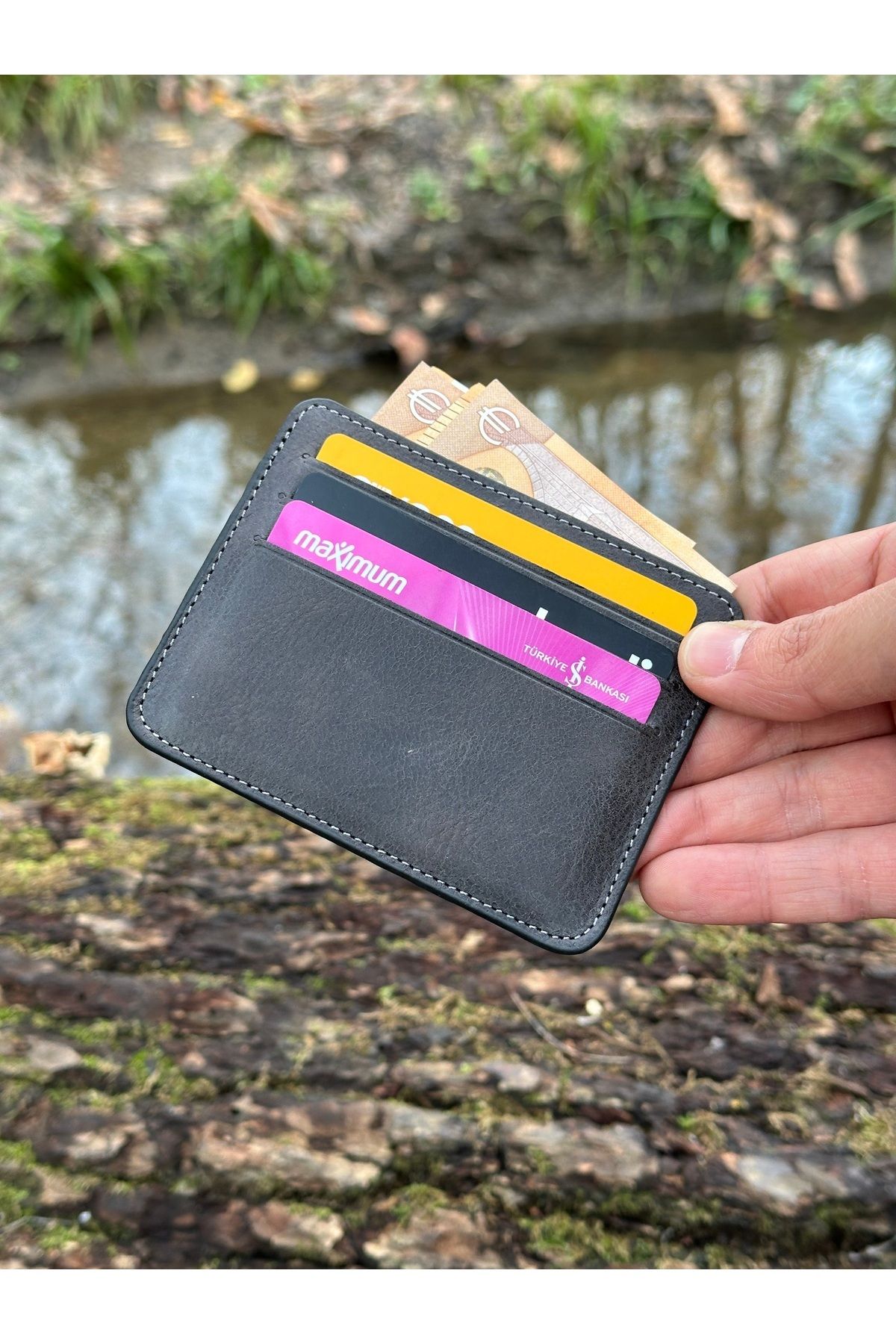 Hakiki Deri Kartlık - Asfalt Greyzi