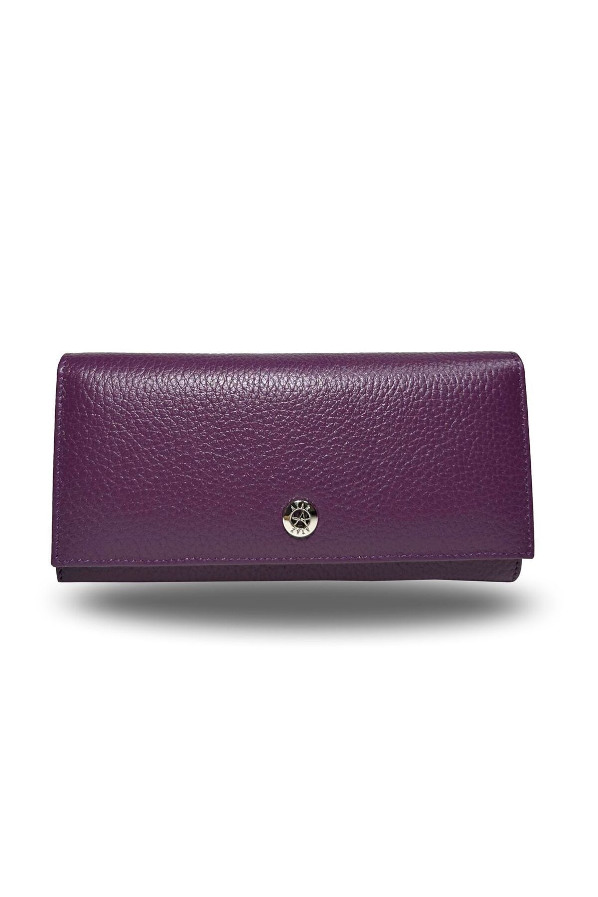 Hera Hakiki Deri Lüx Fermuarlı Kadın Cüzdan - Mor