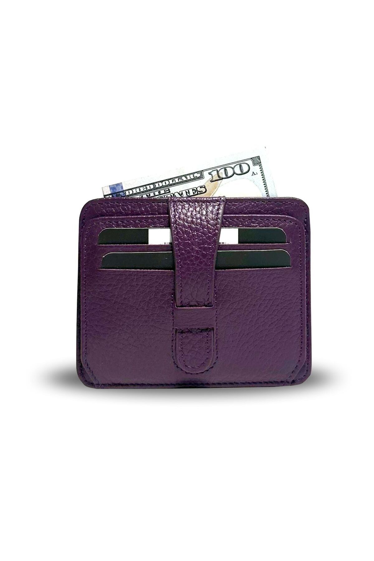 Helios Hakiki Deri El Yapımı Kartlık - Mor