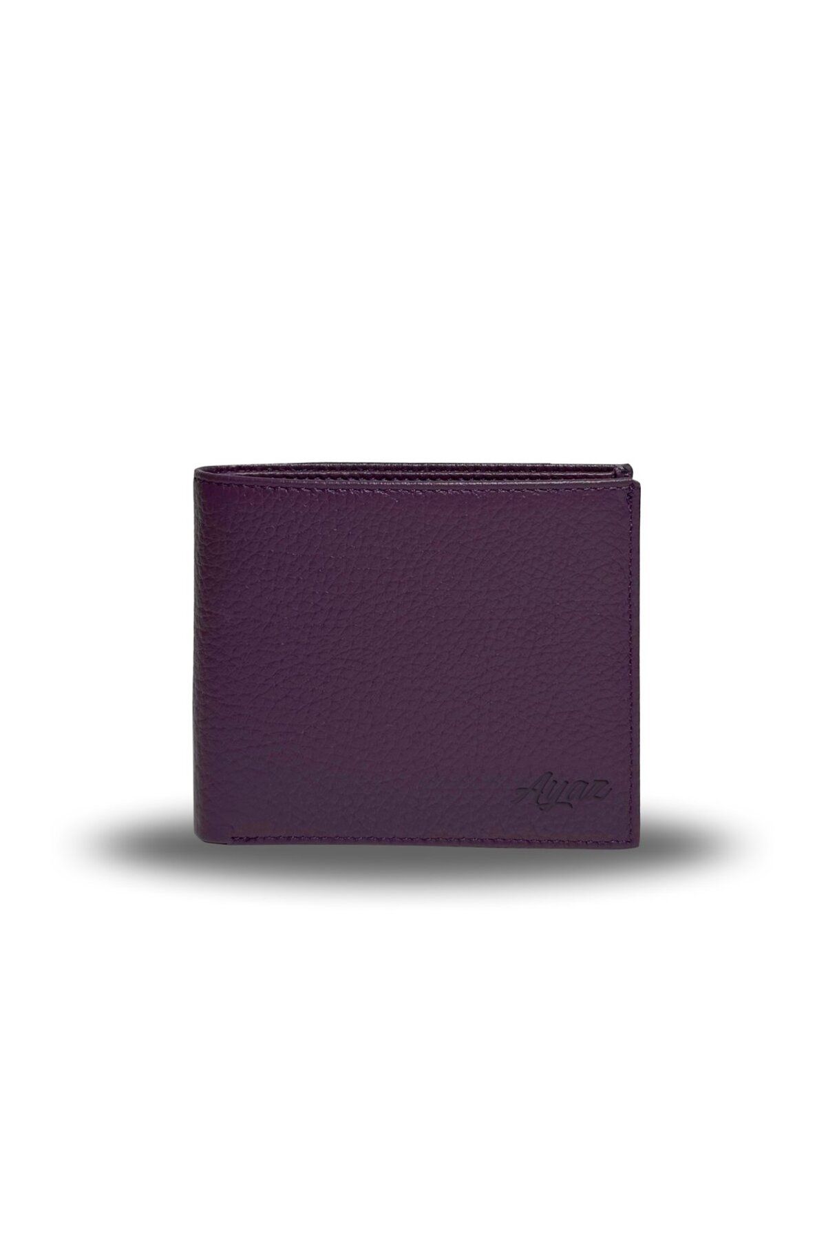 Bozuk Para Bölmeli Hakiki Deri Cüzdan - Mor