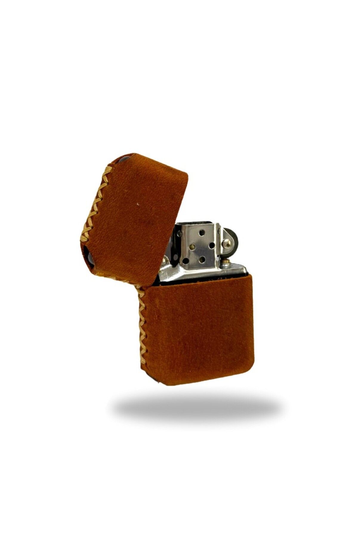 Hakiki Deri Kılıflı Zippo Çakmak - Bordo