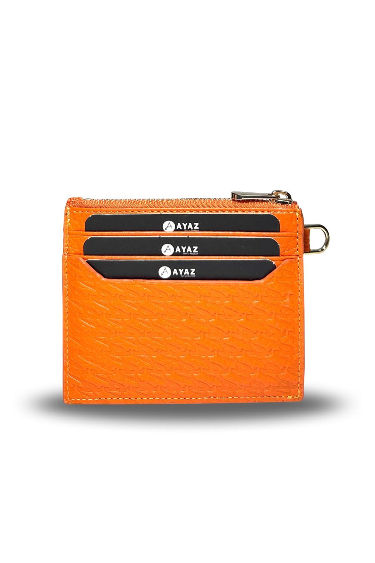 Charm Dikey Cüzdan Hakiki Deri - Turuncu