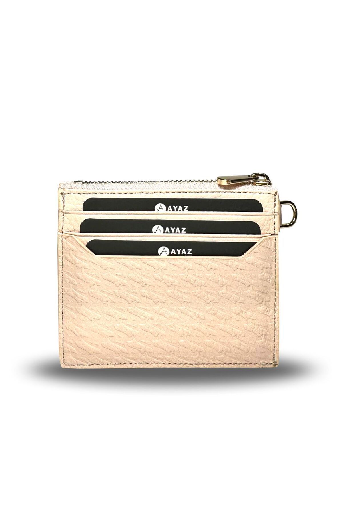 Charm Dikey Cüzdan Hakiki Deri - Bej