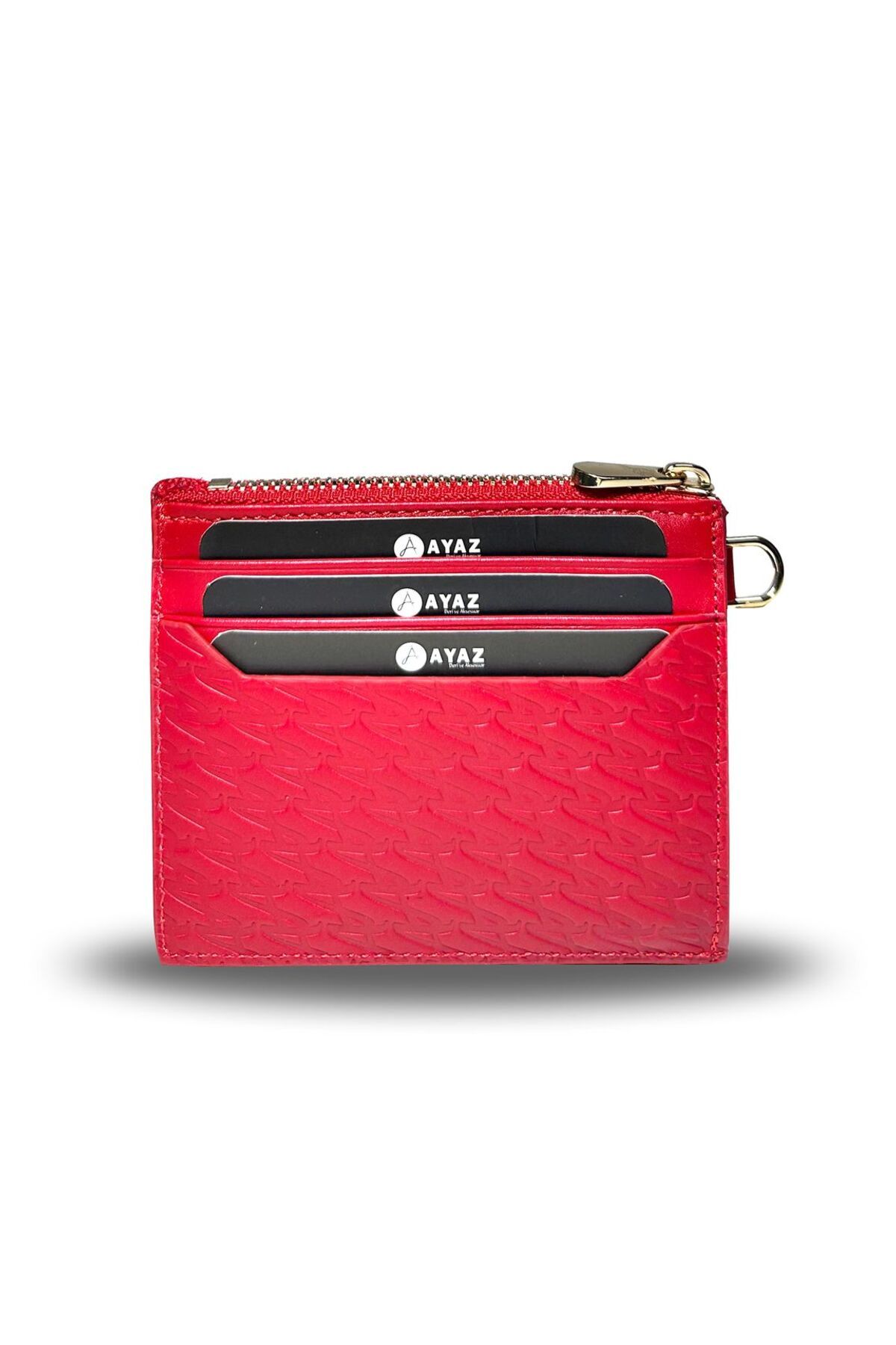 Charm Dikey Cüzdan Hakiki Deri - Kırmızı