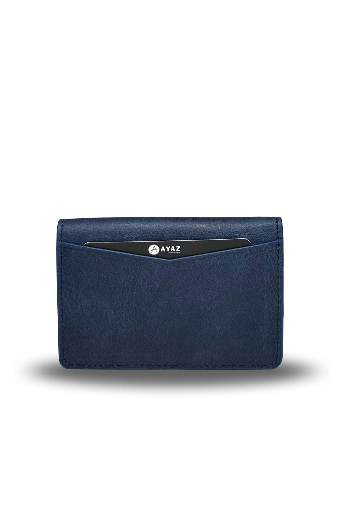 Poça Hakiki Deri Lüx Kartlık - Lacivert