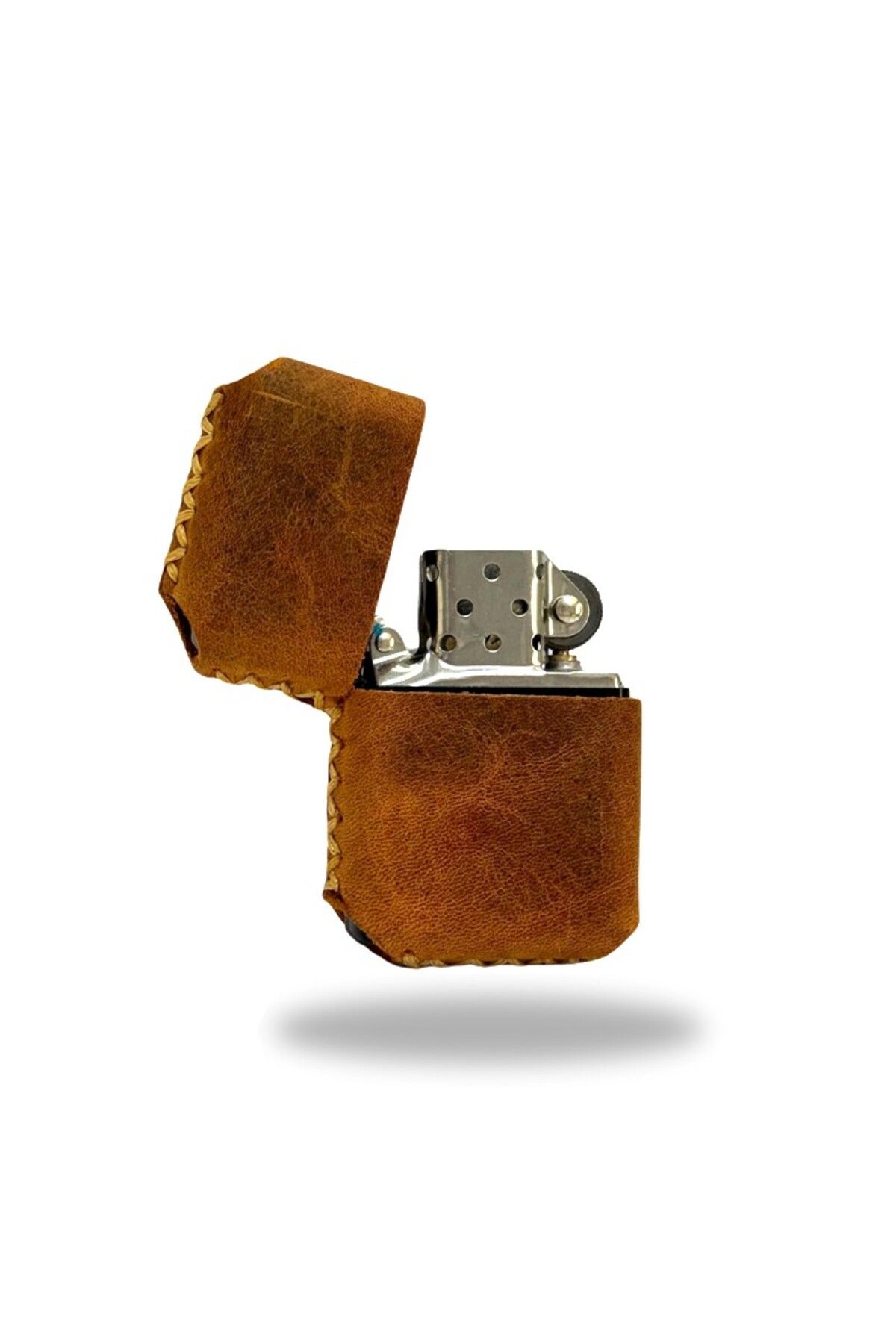 Hakiki Deri Kılıflı Çakmak  - Taba