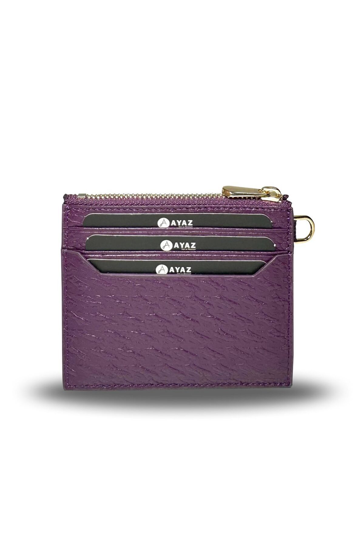 Charm Dikey Cüzdan Hakiki Deri - Mor