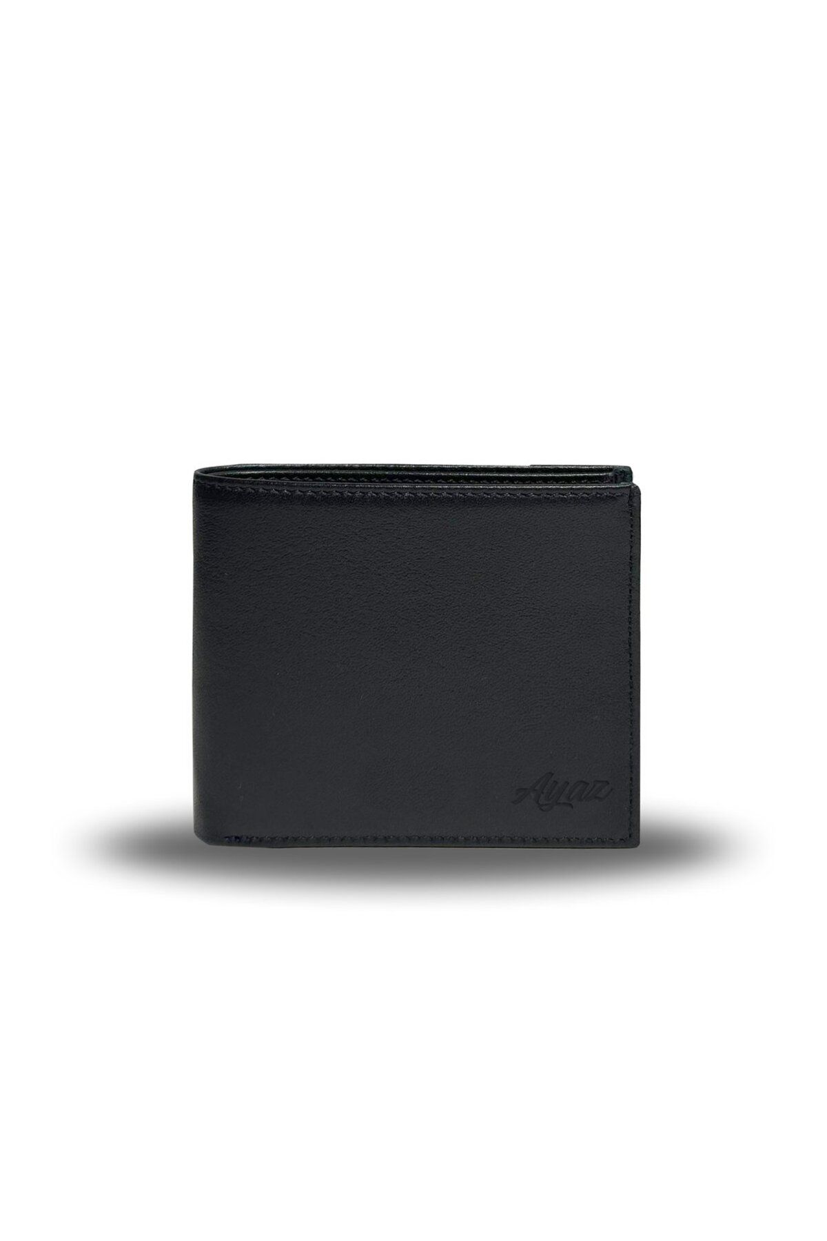 Bozuk Para Bölmeli Hakiki Deri Cüzdan - Siyah Analin