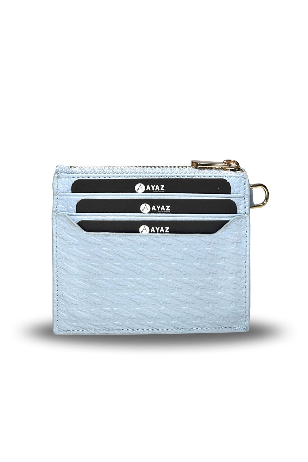 Charm Dikey Cüzdan Hakiki Deri - Bebe Mavi
